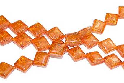 Design 16228: orange amber square beads