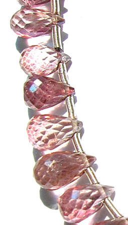 Design 3032: pink pink topaz briolettes beads
