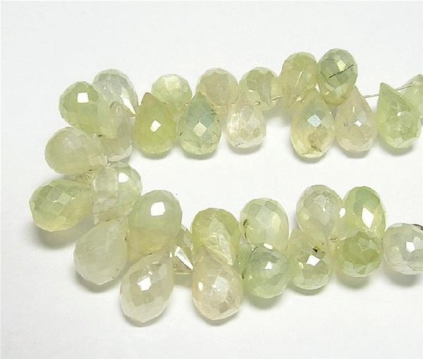 Design 3068: green prehnite briolettes beads