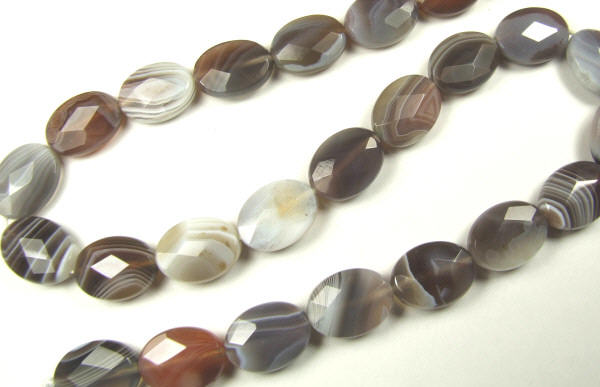 Design 5678: Gray botswana agate faceted, oval beads