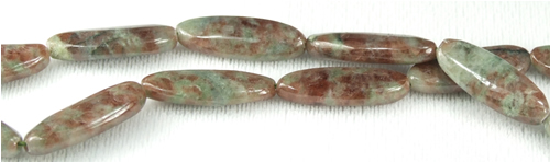 Design 5698: Red, Green quartz oval beads
