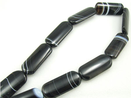 Design 5702: Black banded onyx beads