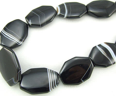 Design 5705: Black banded onyx beads