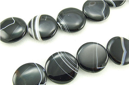 Design 5706: Black banded onyx coin beads