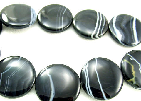Design 5707: Black banded onyx coin beads