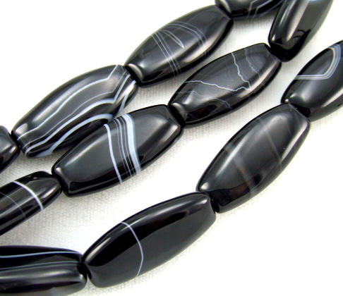 Design 5708: Black banded onyx beads