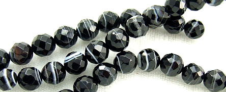Design 5710: Black banded onyx faceted, square beads