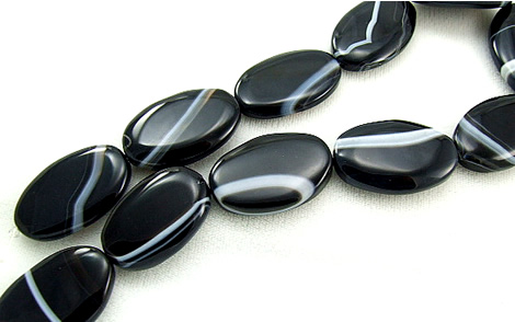 Design 5711: Black banded onyx oval beads