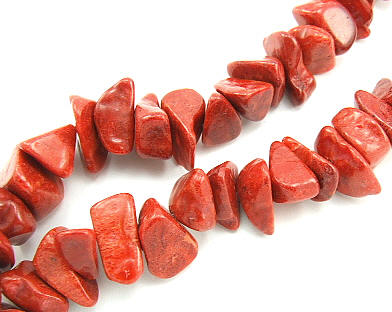 Design 5722: Red sponge coral chips beads