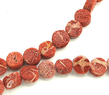 Design 5725: Red sponge coral coin beads