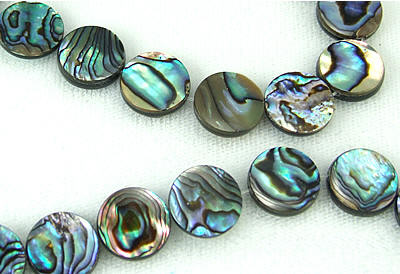 Design 5780: Peacock abalone coin beads