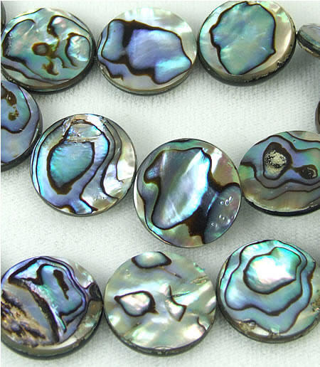 Design 5781: blue,white,multi-color abalone coin beads