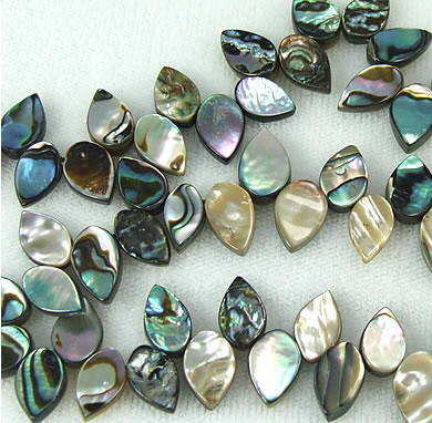 Design 5786: Peacock abalone tear-drop beads