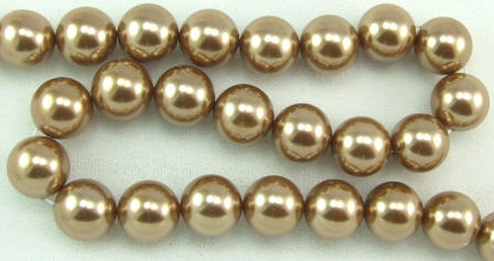 Design 5802: Brown mother-of-pearl round beads