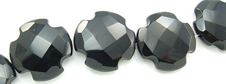 Design 5830: Black black onyx christian, faceted, square beads