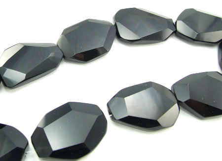 Design 5831: Black black onyx faceted, nuggets beads