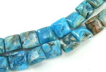 Design 5833: Blue blue-crazy agate square beads