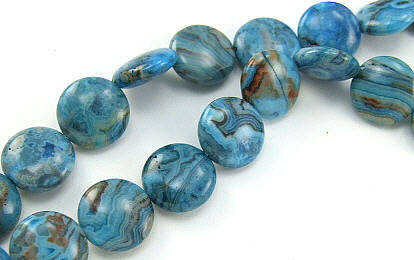 Design 5838: Blue blue-crazy agate coin beads