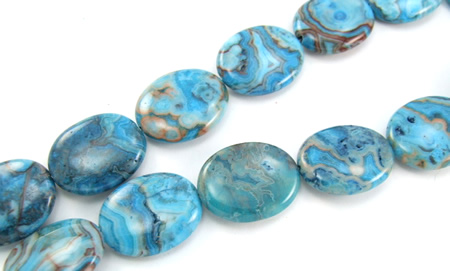 Design 5839: Blue blue-crazy agate oval beads