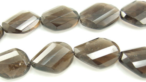 Design 5875: Brown, Gray smoky quartz faceted beads