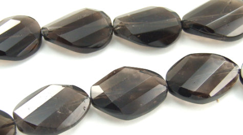 Design 5876: Brown, Gray smoky quartz faceted beads