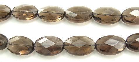 Design 5877: B smoky quartz faceted, oval beads