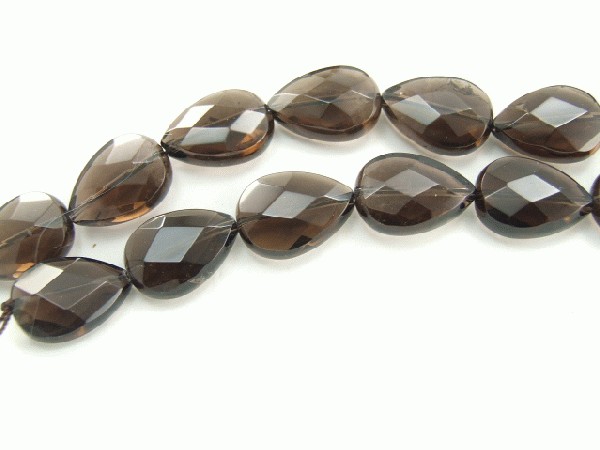 Design 5878: Brown, Gray smoky quartz faceted beads