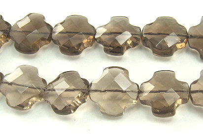 Design 5879: Brown, Gray smoky quartz christian, faceted, square beads