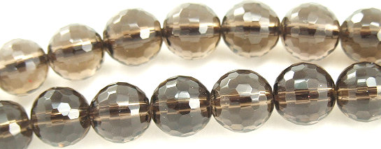 Design 5881: Brown, Gray smoky quartz faceted beads