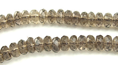 Design 5884: Brown, Gray smoky quartz faceted beads