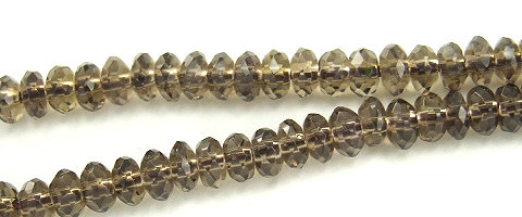 Design 5885: Brown, Gray smoky quartz faceted beads