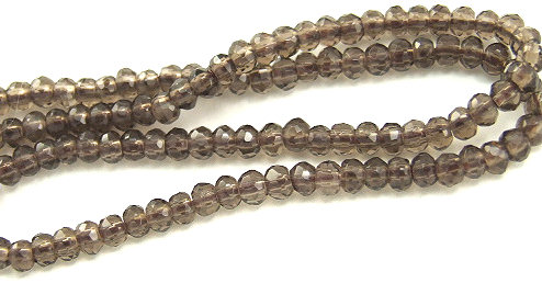 Design 5886: Brown, Gray smoky quartz faceted beads