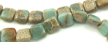 Design 5893: Green jasper square beads