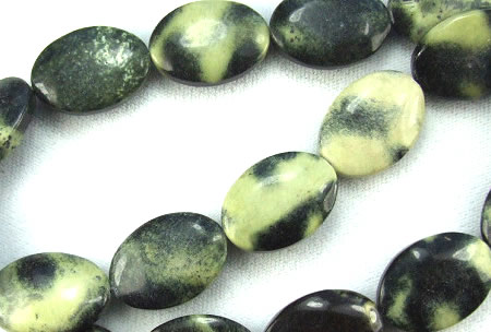 Design 5917: Green cheetah jasper oval beads