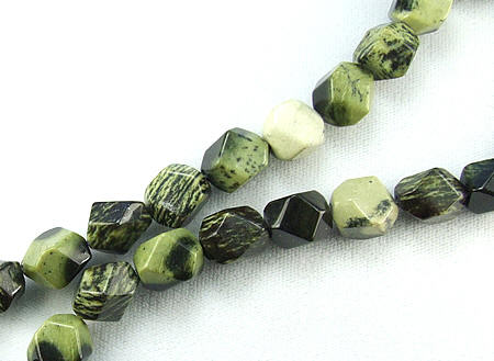 Design 5921: Green cheetah jasper faceted beads