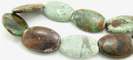 Design 5928: Green, Brown green opalite beads