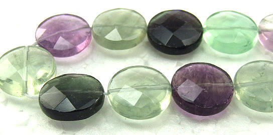 Design 5937: Green,Blue,Gray,Purple fluorite coin, faceted beads