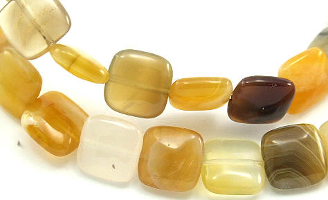 Design 6062: yellow, mixed botswana agate square beads