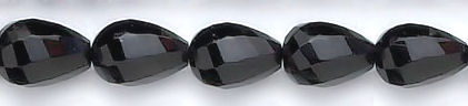 Design 6074: black black onyx faceted, tear-drop beads