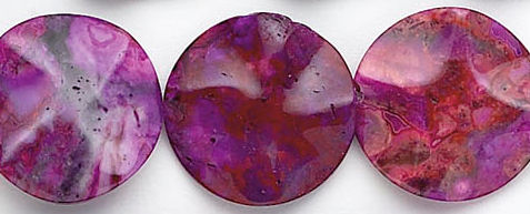 Design 6085: purple, red, pink crazy-lace agate coin beads