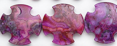 Design 6087: purple, red, pink crazy-lace agate square beads