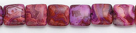 Design 6092: purple, red, pink crazy-lace agate square beads