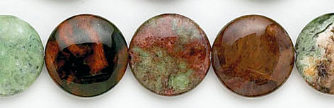 Design 6094: green, brown, red opalite beads