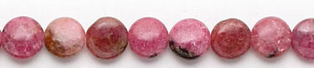 Design 6133: red, pink, black rhodonite coin beads