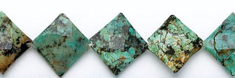 Design 6183: blue,brown,green turquoise faceted, square beads