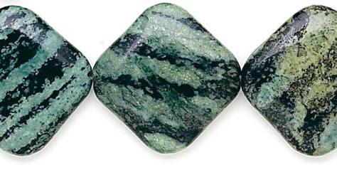 Design 6211: green, blue, black jasper square beads
