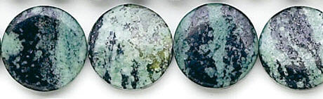Design 6215: green, blue, black jasper coin beads