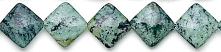 Design 6219: green, blue, black jasper square beads