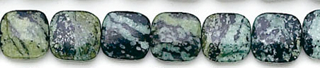 Design 6220: green, blue, black jasper coin, square beads