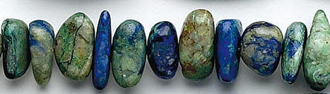 Design 6270: blue, green, brown azurite malachite chips beads